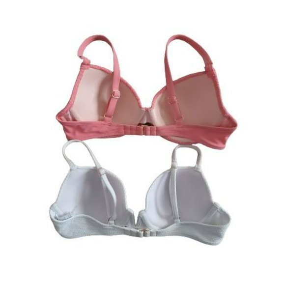 Set Of 2 Shade & Shore Light Lift & Lined Smocked Bikini Top In Pink & White 36B - Picture 2 of 10